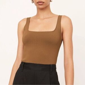 Vince Square Neck Crop Tank Top Size M NWT Brown Elegant Women's Top $245 New